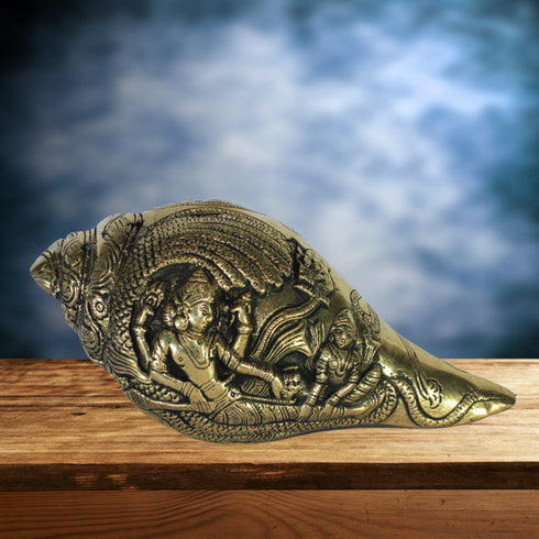 Brass Conch Shell | Pooja Shankh With Lord Vishnu 1634g